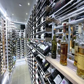 Modern Wine Cellar with Contemporary Cable Racks