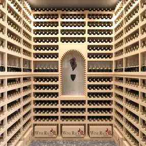 Wall Wine Rack Series in a well-lit wooden wine cellar